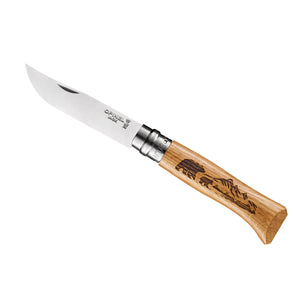 Opinel Stainless Steel Folding Knives No. 8, Engraved Animal