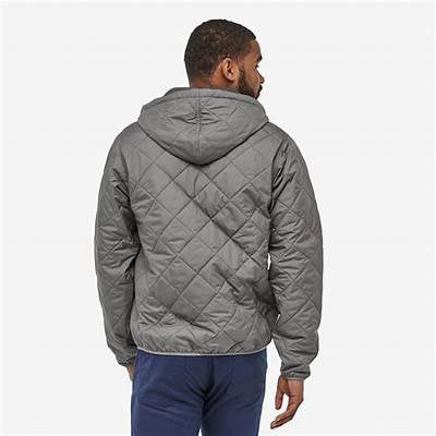 Men’s Diamond Quilted Bomber Hoody- Noble Grey